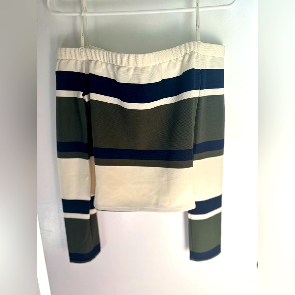 JOA Los Angeles/ Revolve Off The Shoulder Striped Top Rugby Size M NWT